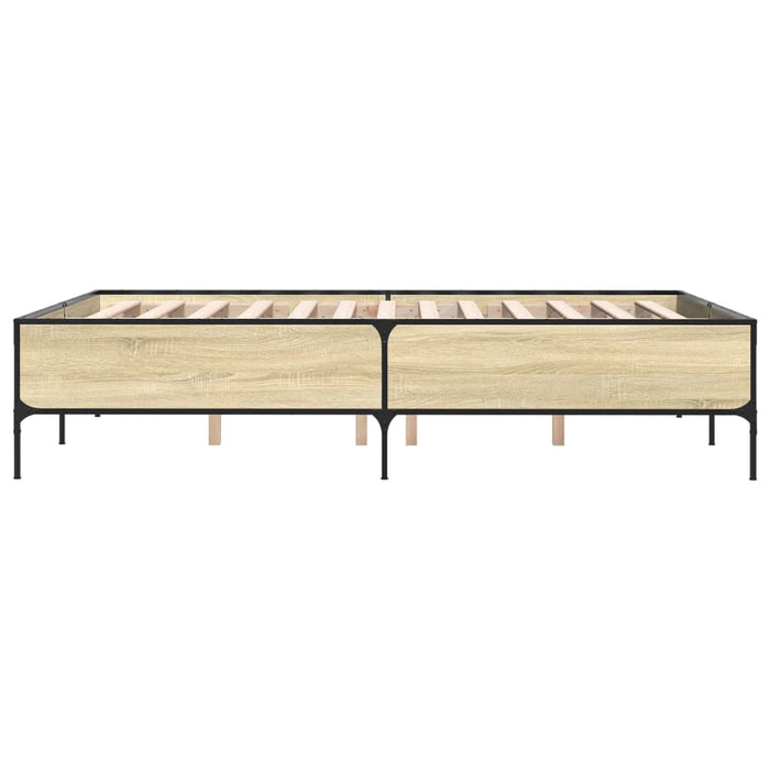 Cadru de pat, stejar sonoma, 135x190cm, lemn prelucrat și metal - WALTI WALTI