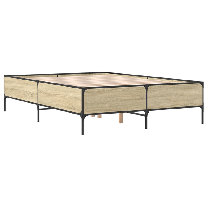 Cadru de pat, stejar sonoma, 135x190cm, lemn prelucrat și metal - WALTI WALTI