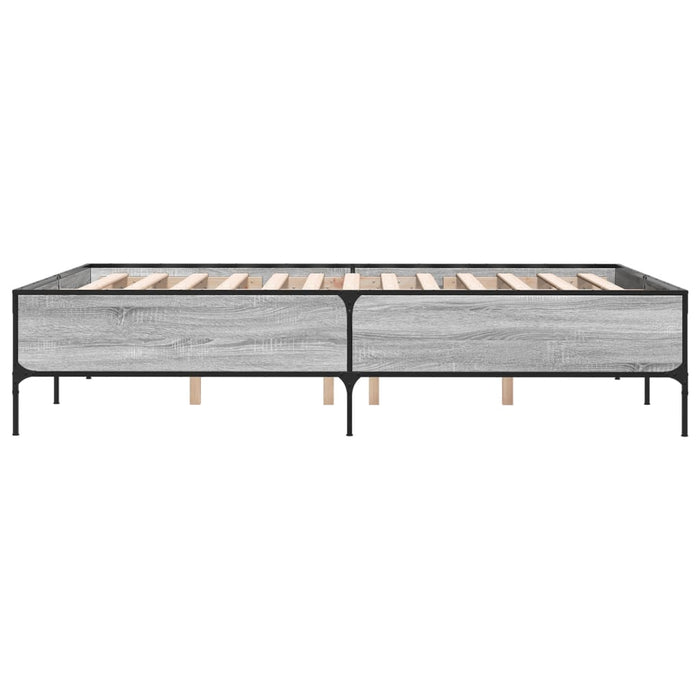 Cadru de pat, gri sonoma, 135x190 cm, lemn prelucrat și metal - WALTI WALTI