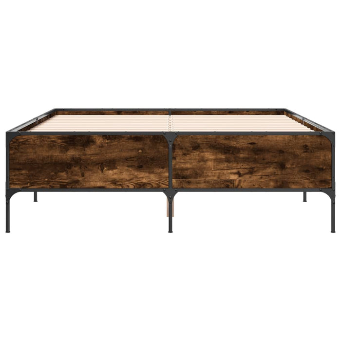Cadru de pat, stejar afumat 120x190 cm lemn prelucrat și metal WALTI
