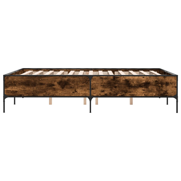 Cadru de pat, stejar afumat 120x190 cm lemn prelucrat și metal WALTI
