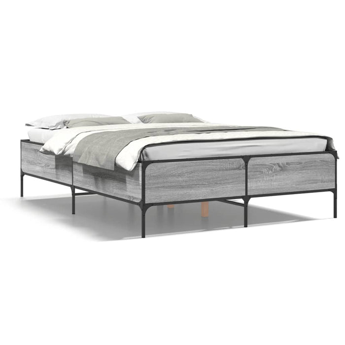 Cadru de pat, gri sonoma, 120x190 cm, lemn prelucrat și metal - WALTI WALTI