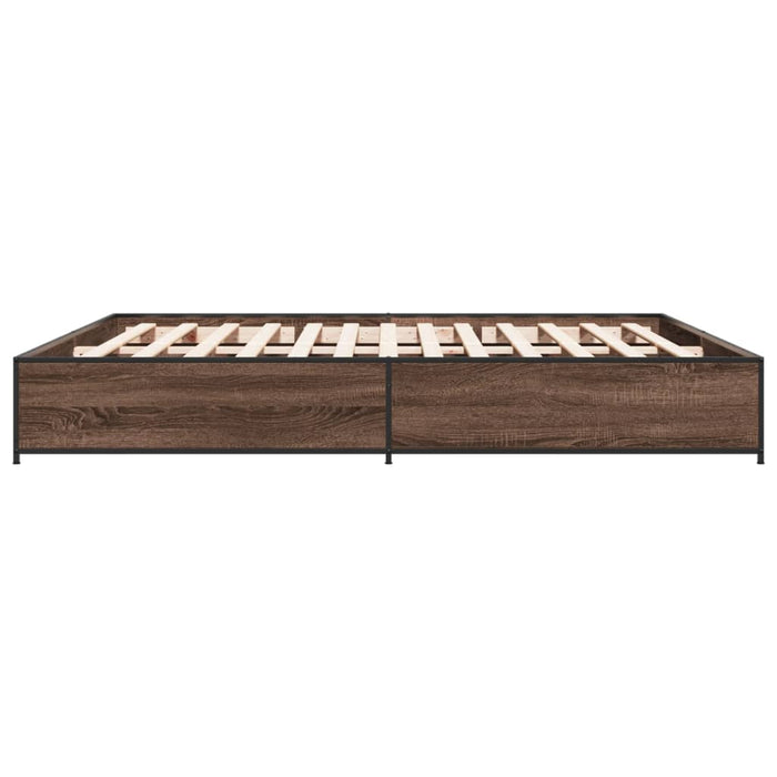 Cadru de pat, stejar maro, 200x200 cm, lemn prelucrat și metal - WALTI WALTI