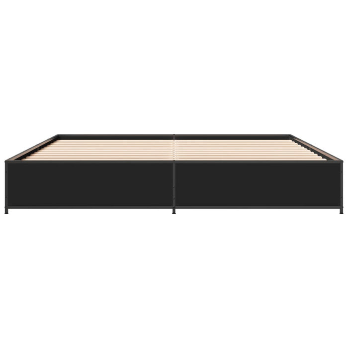 Cadru de pat, negru, 160x200 cm, lemn prelucrat și metal WALTI