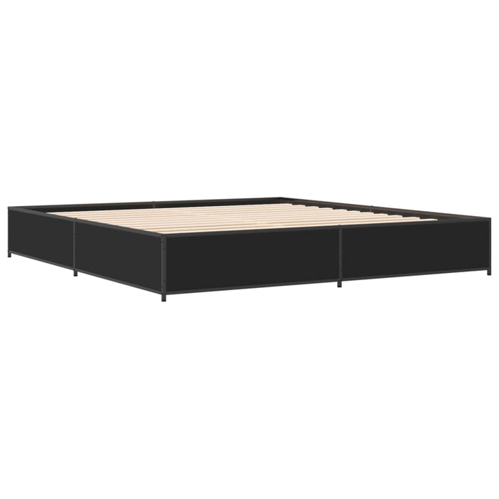 Cadru de pat, negru, 160x200 cm, lemn prelucrat și metal WALTI