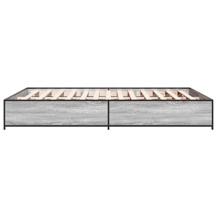 Cadru de pat, gri sonoma, 150x200 cm, lemn prelucrat și metal - WALTI WALTI