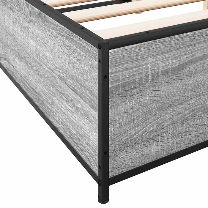 Cadru de pat, gri sonoma, 150x200 cm, lemn prelucrat și metal - WALTI WALTI