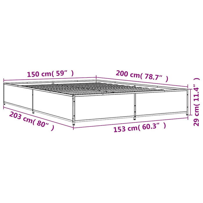 Cadru de pat, gri sonoma, 150x200 cm, lemn prelucrat și metal - WALTI WALTI