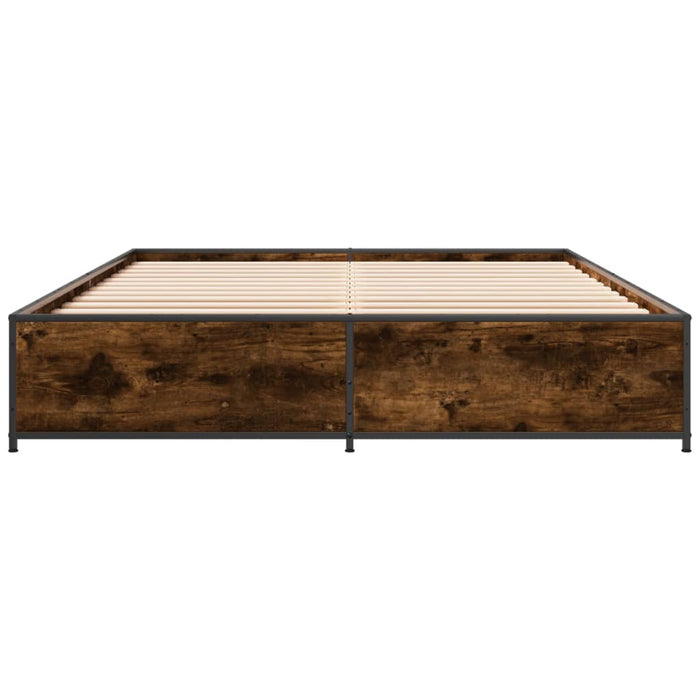 Cadru de pat, stejar fumuriu 140x200 cm lemn prelucrat și metal - WALTI WALTI