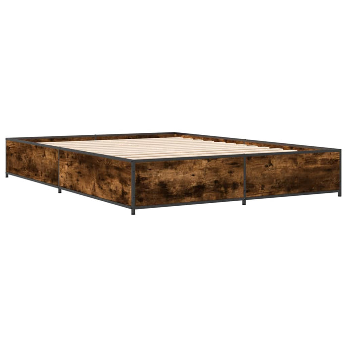 Cadru de pat, stejar fumuriu 140x200 cm lemn prelucrat și metal - WALTI WALTI