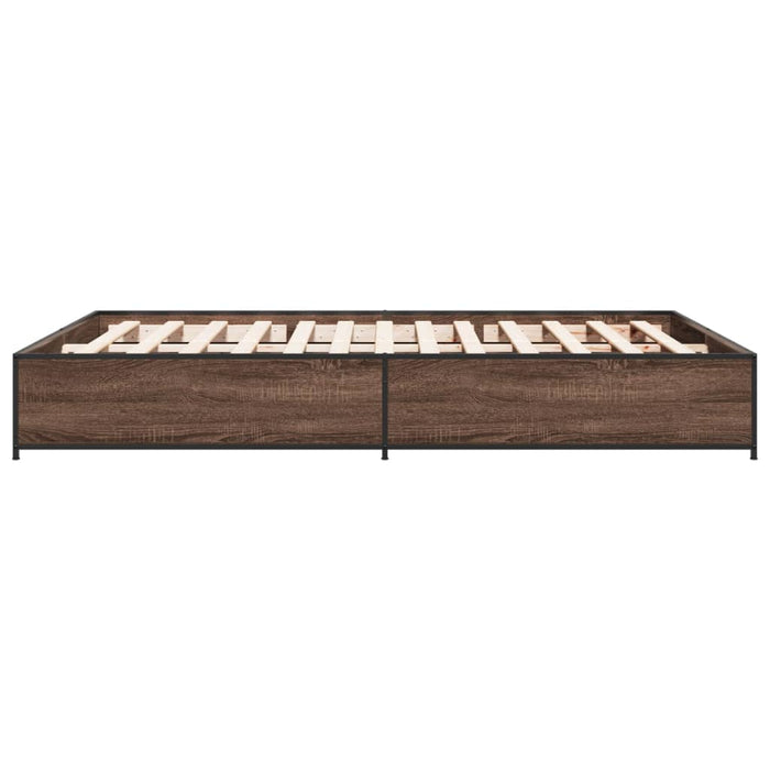 Cadru de pat, stejar maro, 140x200 cm, lemn prelucrat și metal - WALTI WALTI