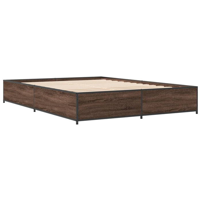 Cadru de pat, stejar maro, 140x190 cm, lemn prelucrat și metal - WALTI WALTI