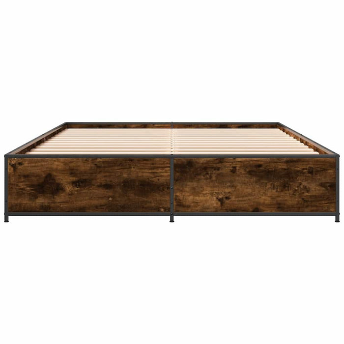 Cadru de pat, stejar afumat 135x190 cm lemn prelucrat și metal - WALTI WALTI