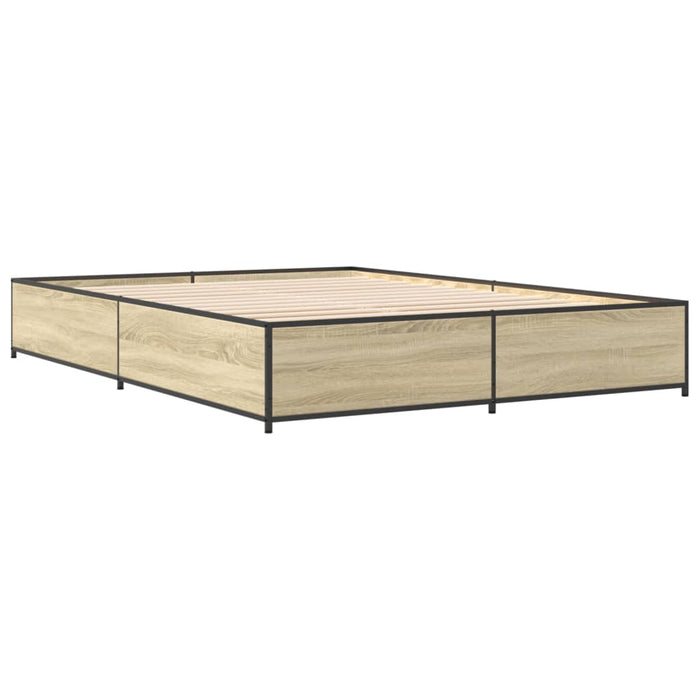 Cadru de pat, stejar sonoma, 120x190cm, lemn prelucrat și metal - WALTI WALTI