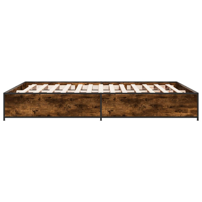 Cadru de pat, stejar afumat 120x190 cm lemn prelucrat și metal - WALTI WALTI