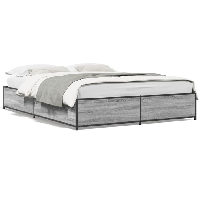 Cadru de pat, gri sonoma, 120x190 cm, lemn prelucrat și metal - WALTI WALTI