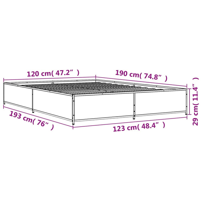 Cadru de pat, gri sonoma, 120x190 cm, lemn prelucrat și metal - WALTI WALTI