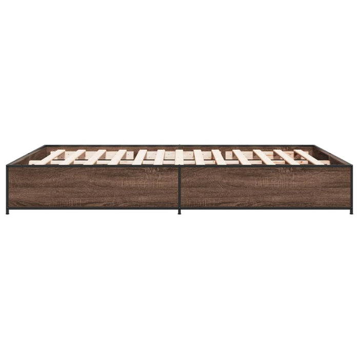 Cadru de pat, stejar maro, 120x190 cm, lemn prelucrat și metal - WALTI WALTI