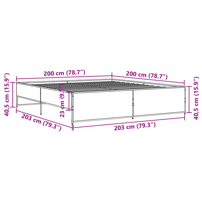 Cadru de pat, negru, 200x200 cm, lemn prelucrat și metal - WALTI WALTI