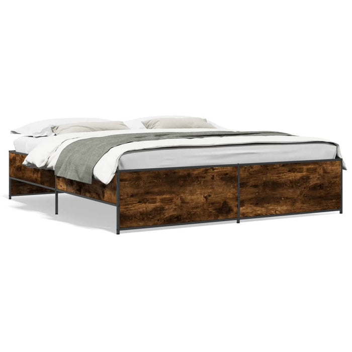 Cadru de pat, stejar fumuriu 200x200 cm lemn prelucrat și metal WALTI