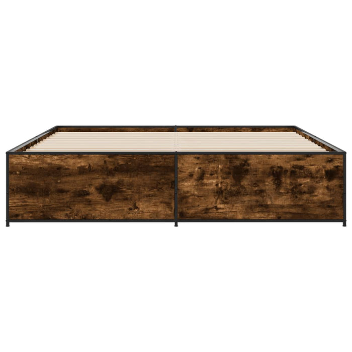 Cadru de pat, stejar fumuriu 200x200 cm lemn prelucrat și metal WALTI