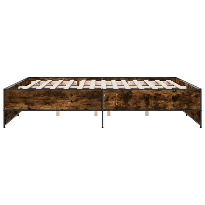 Cadru de pat, stejar fumuriu 200x200 cm lemn prelucrat și metal WALTI
