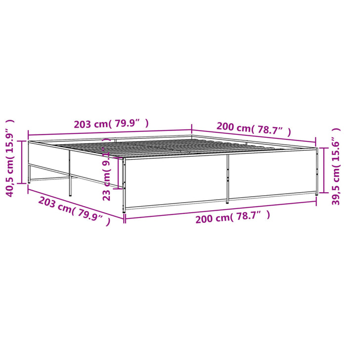 Cadru de pat, stejar fumuriu 200x200 cm lemn prelucrat și metal WALTI