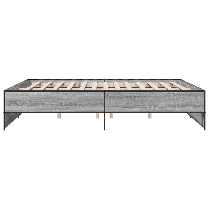 Cadru de pat, gri sonoma, 200x200 cm, lemn prelucrat și metal - WALTI WALTI