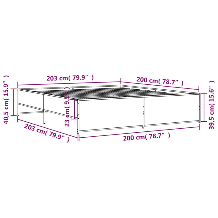 Cadru de pat, stejar maro, 200x200 cm, lemn prelucrat și metal - WALTI WALTI