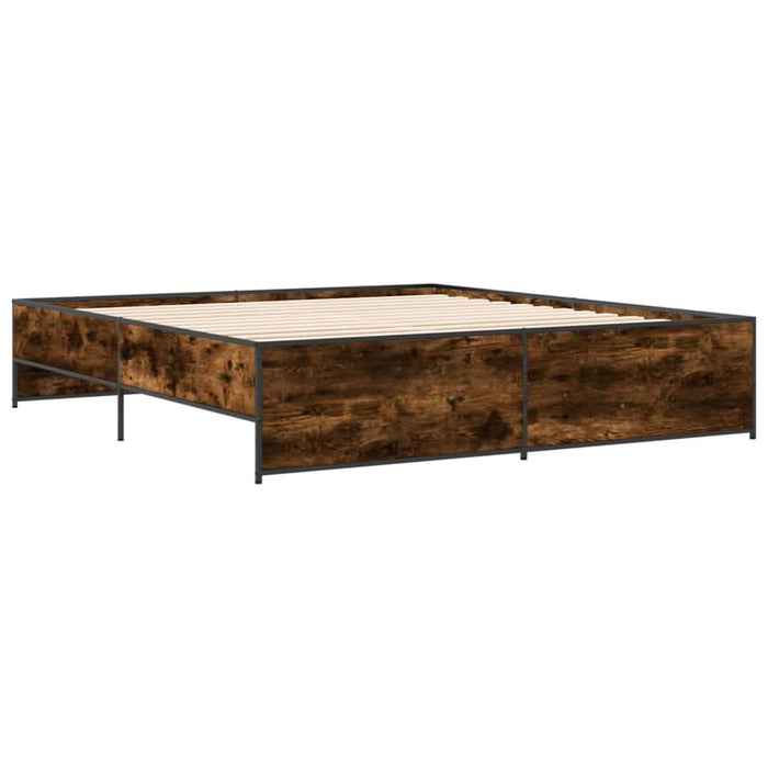 Cadru de pat, stejar fumuriu 180x200 cm lemn prelucrat și metal - WALTI WALTI