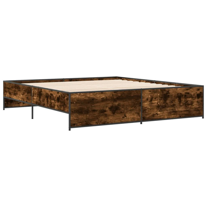 Cadru de pat, stejar fumuriu 180x200 cm lemn prelucrat și metal - WALTI WALTI