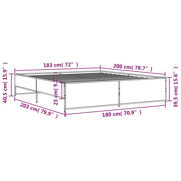 Cadru de pat, stejar fumuriu 180x200 cm lemn prelucrat și metal - WALTI WALTI