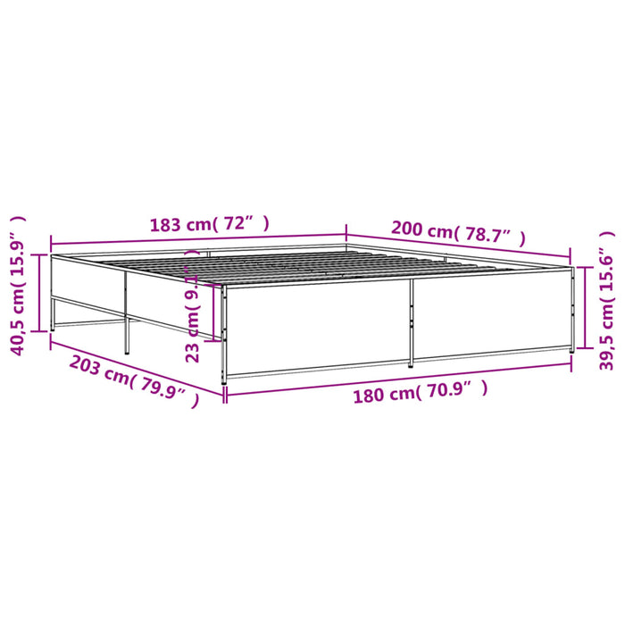 Cadru de pat, gri sonoma, 180x200 cm, lemn prelucrat și metal WALTI