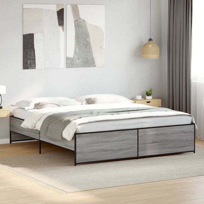 Cadru de pat, gri sonoma, 180x200 cm, lemn prelucrat și metal WALTI