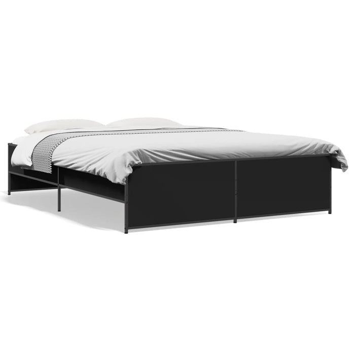 Cadru de pat, negru, 160x200 cm, lemn prelucrat și metal WALTI