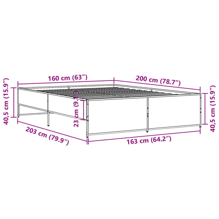 Cadru de pat, negru, 160x200 cm, lemn prelucrat și metal WALTI