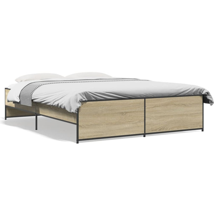 Cadru de pat, stejar sonoma, 160x200cm, lemn prelucrat și metal WALTI