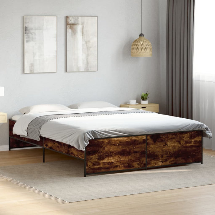 Cadru de pat, stejar fumuriu 160x200 cm lemn prelucrat și metal WALTI
