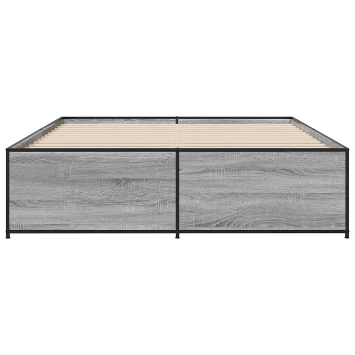 Cadru de pat, gri sonoma, 160x200 cm, lemn prelucrat și metal - WALTI WALTI