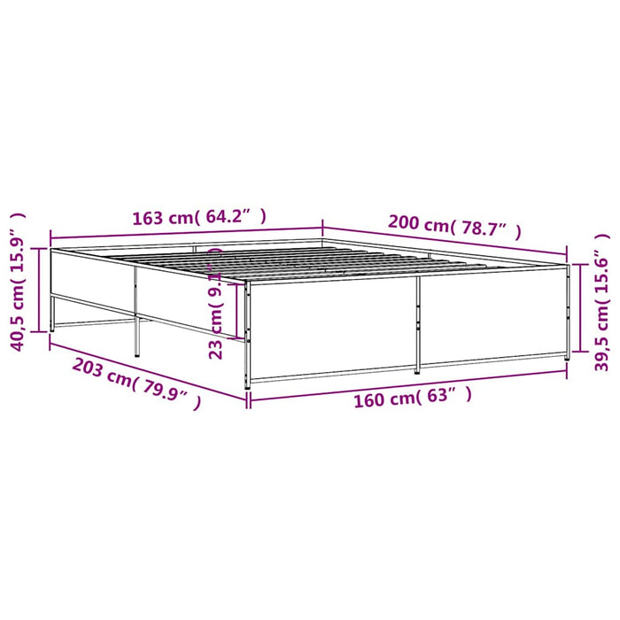 Cadru de pat, gri sonoma, 160x200 cm, lemn prelucrat și metal - WALTI WALTI