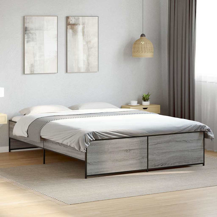 Cadru de pat, gri sonoma, 160x200 cm, lemn prelucrat și metal - WALTI WALTI