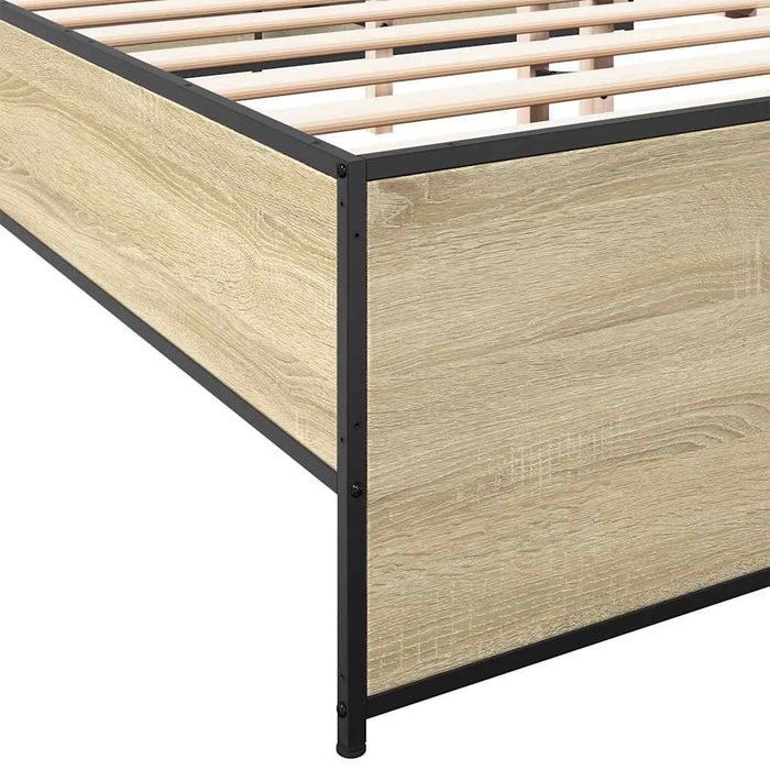 Cadru de pat, stejar sonoma, 150x200cm, lemn prelucrat și metal - WALTI WALTI