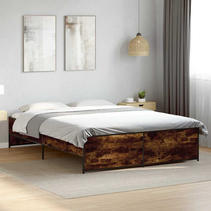 Cadru de pat, stejar fumuriu 150x200 cm lemn prelucrat și metal WALTI