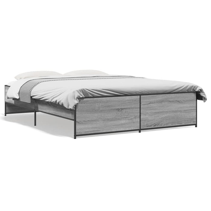 Cadru de pat, gri sonoma, 150x200 cm, lemn prelucrat și metal - WALTI WALTI