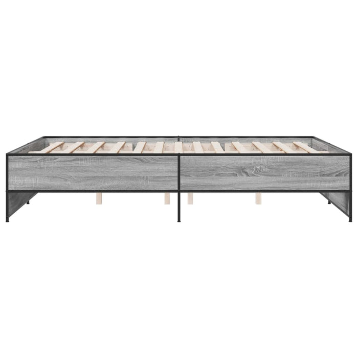 Cadru de pat, gri sonoma, 150x200 cm, lemn prelucrat și metal - WALTI WALTI
