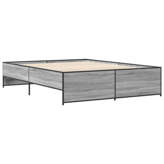 Cadru de pat, gri sonoma, 140x200 cm, lemn prelucrat și metal - WALTI WALTI