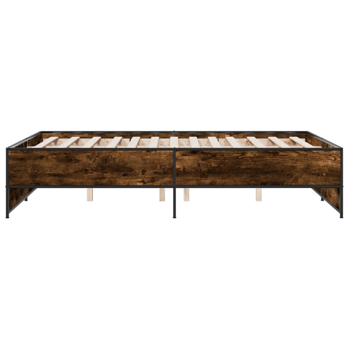Cadru de pat, stejar fumuriu 120x200 cm lemn prelucrat și metal - WALTI WALTI