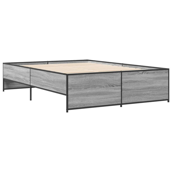 Cadru de pat, gri sonoma, 120x200 cm, lemn prelucrat și metal WALTI