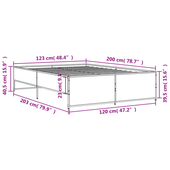 Cadru de pat, gri sonoma, 120x200 cm, lemn prelucrat și metal WALTI
