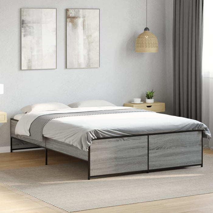 Cadru de pat, gri sonoma, 120x200 cm, lemn prelucrat și metal WALTI